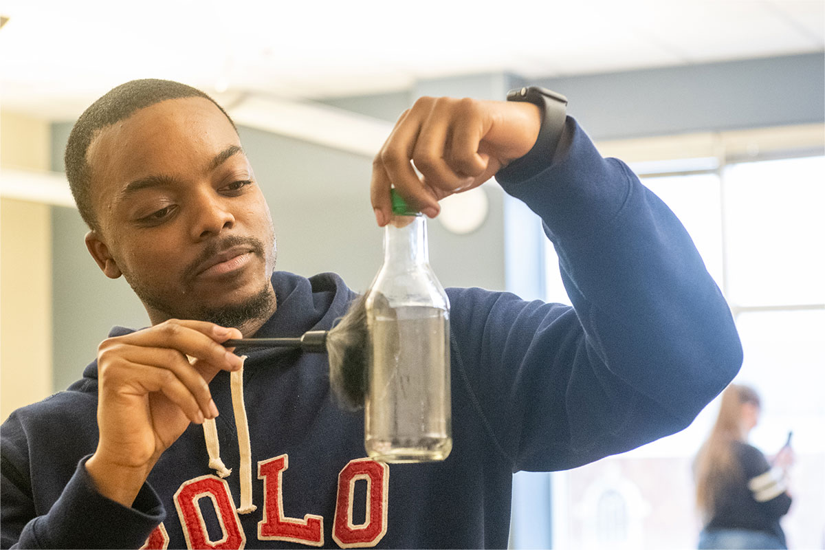 Students participating in a criminology program day at the University of Lynchburg